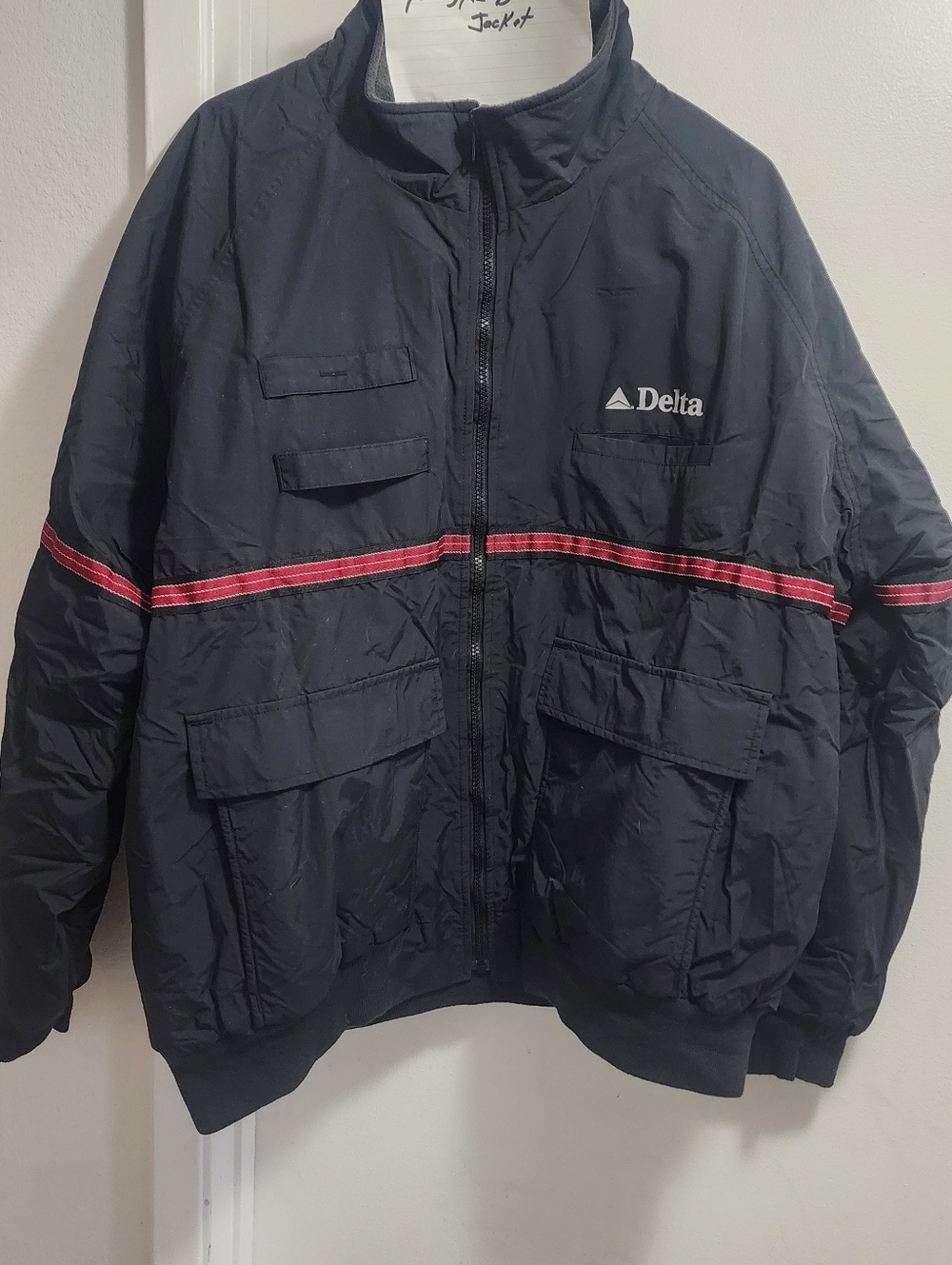 Delta Airlines Men’s Navy Blue Zip-Front Jacket with Red Stripe